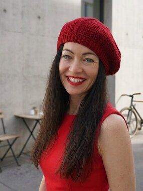 Red Hand-Knitted Beret | Classic French-Inspired Beanie Hat Toque
